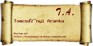 Tomcsányi Aranka névjegykártya