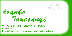 aranka tomcsanyi business card