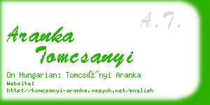 aranka tomcsanyi business card